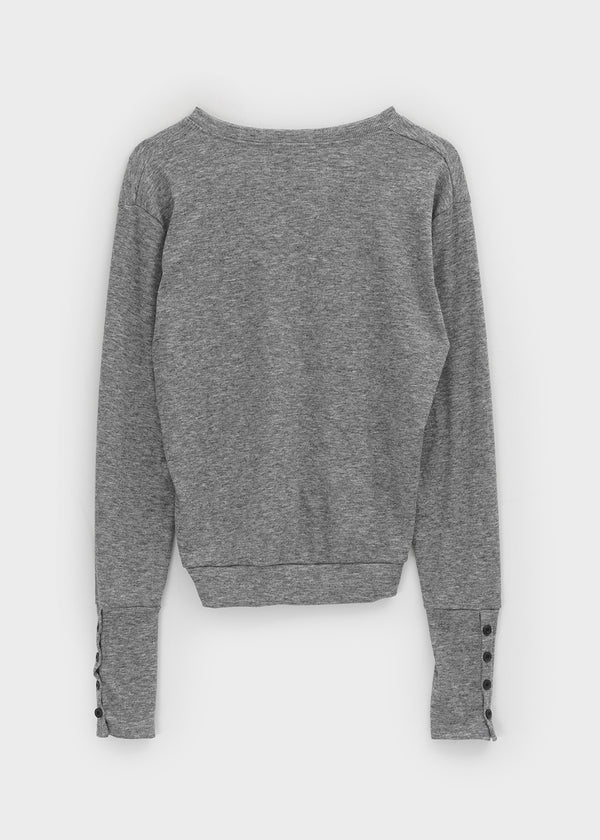 Richas V-neck knit long-sleeved T-shirt