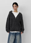 (UNISEX) Dote Cable Knit Hooded Zip-up