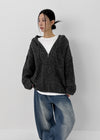 (UNISEX) Dote Cable Knit Hooded Zip-up