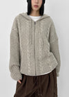 (UNISEX) Dote Cable Knit Hooded Zip-up