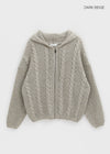 (UNISEX) Dote Cable Knit Hooded Zip-up