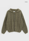 (UNISEX) Dote Cable Knit Hooded Zip-up