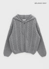 (UNISEX) Dote Cable Knit Hooded Zip-up