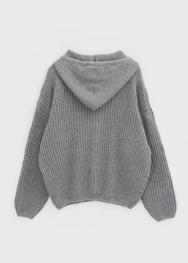 (UNISEX) Dote Cable Knit Hooded Zip-up