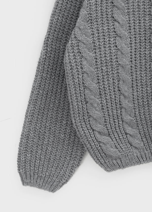 (UNISEX) Dote Cable Knit Hooded Zip-up