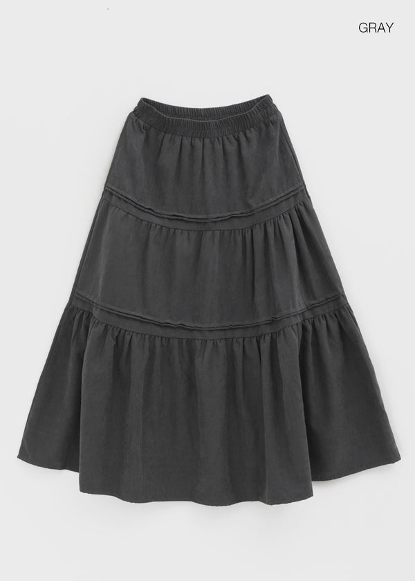 Robsha Suede Banding Cancan Long Skirt