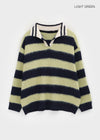 Camlet Hairy Stripe Collar Knit