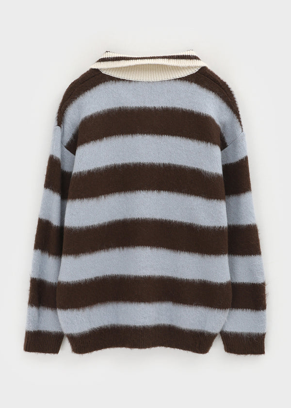 Camlet Hairy Stripe Collar Knit