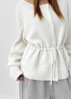 Hushing Strap Boat Neck Wool Knit Cardigan