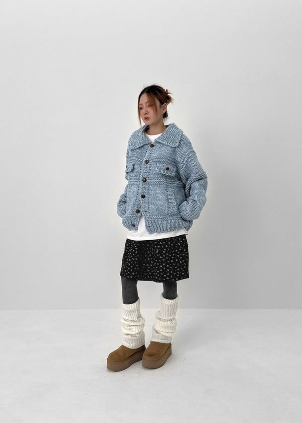 (UNISEX) Mamming Heavy Bocashi Wool Knit Cardigan