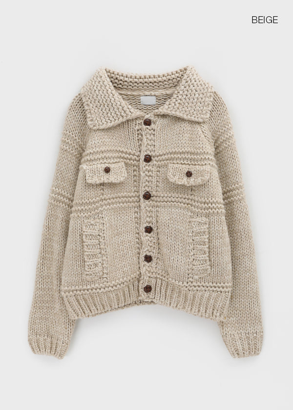 (UNISEX) Mamming Heavy Bocashi Wool Knit Cardigan