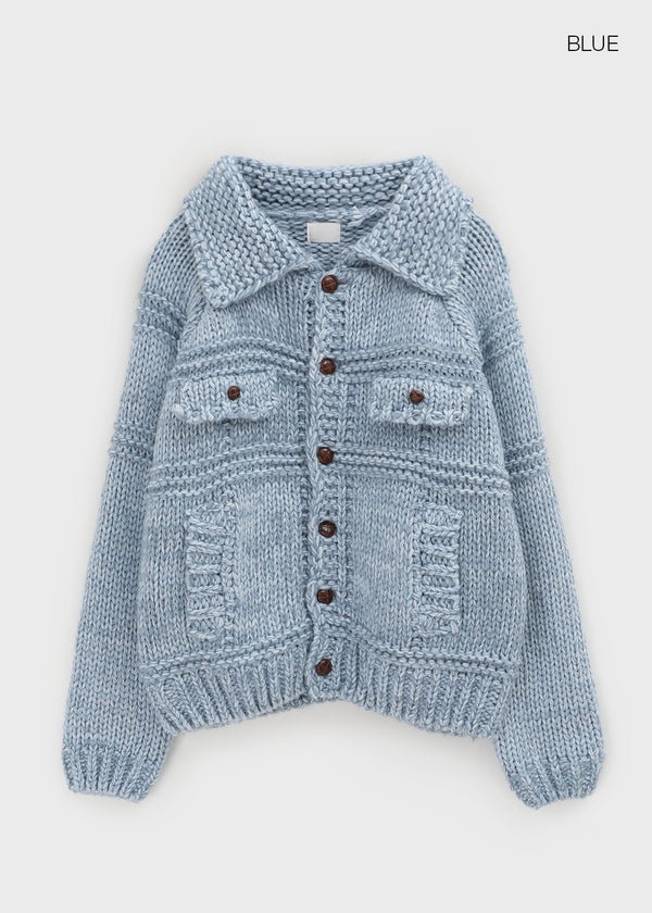 (UNISEX) Mamming Heavy Bocashi Wool Knit Cardigan