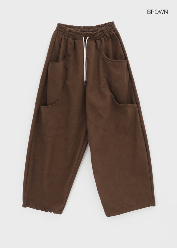 Turning Cut Balloon Wide Fleece Banding Pants