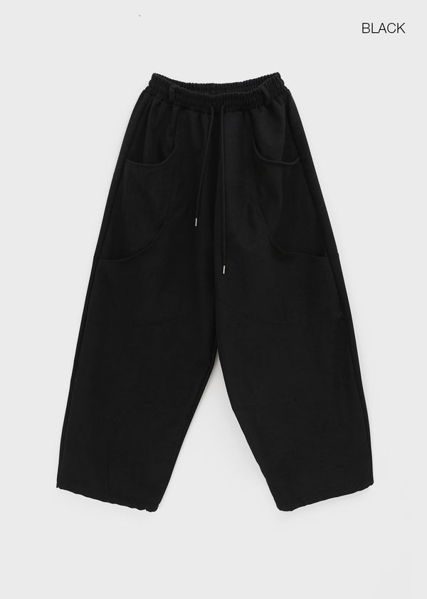 Turning Cut Balloon Wide Fleece Banding Pants