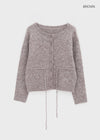 Hushing Strap Boat Neck Wool Knit Cardigan