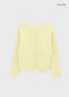 Hushing Strap Boat Neck Wool Knit Cardigan
