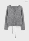 Hushing Strap Boat Neck Wool Knit Cardigan