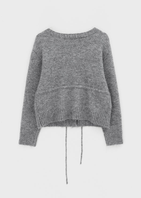 Hushing Strap Boat Neck Wool Knit Cardigan