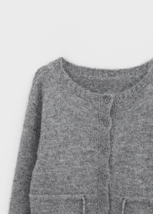 Hushing Strap Boat Neck Wool Knit Cardigan