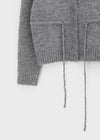 Hushing Strap Boat Neck Wool Knit Cardigan