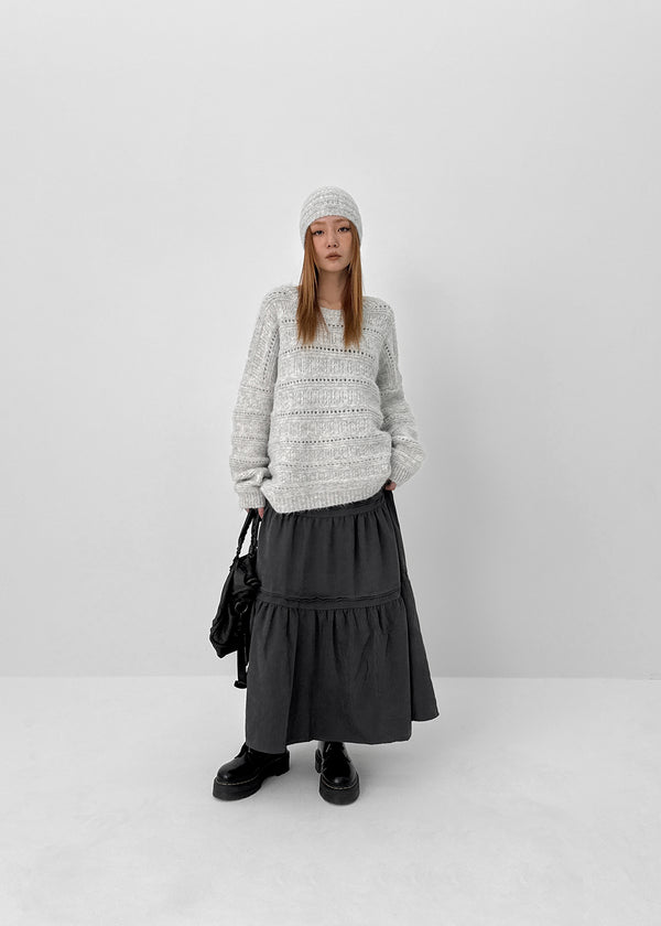 Robsha Suede Banding Cancan Long Skirt