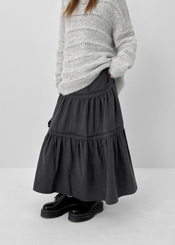 Robsha Suede Banding Cancan Long Skirt