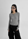 Camrn Henley Neck Warmer Ribbed Knit