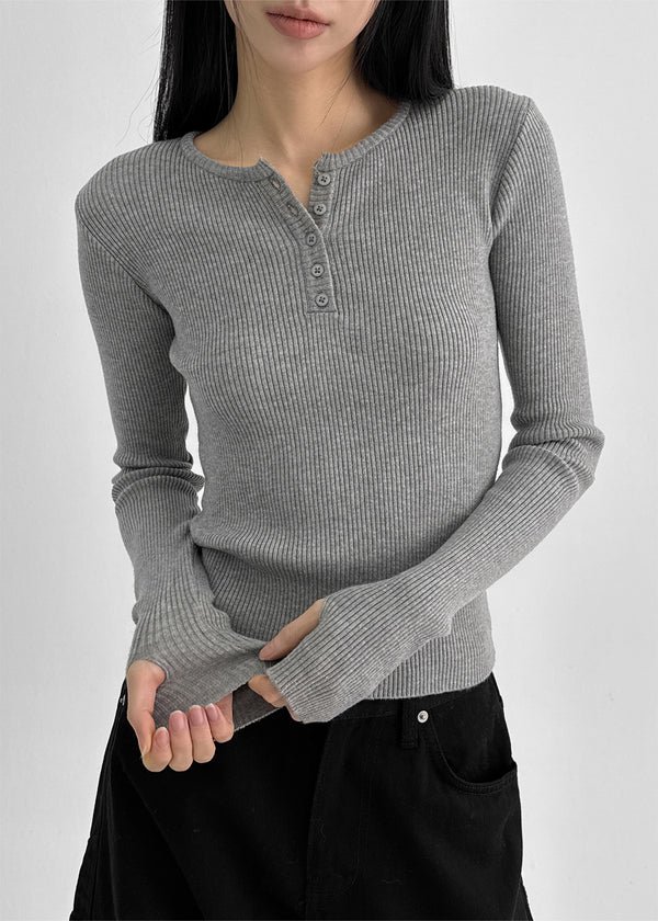 Camrn Henley Neck Warmer Ribbed Knit
