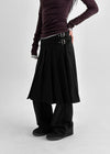Pocoon Buckle Back Band Pleated Skirt Pants (30% Wool)