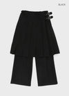 Pocoon Buckle Back Band Pleated Skirt Pants (30% Wool)