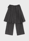 Pocoon Buckle Back Band Pleated Skirt Pants (30% Wool)