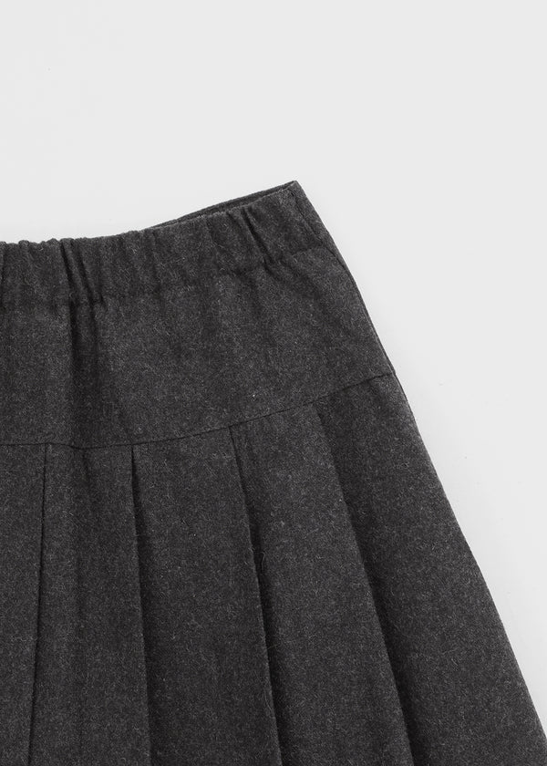 Pocoon Buckle Back Band Pleated Skirt Pants (30% Wool)