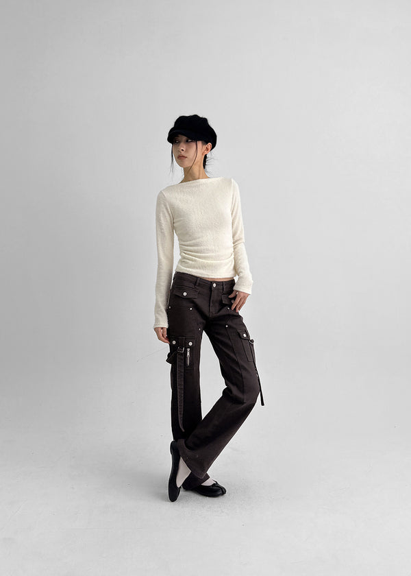 Ronrom Low-waist Wide Bootcut Cargo Pants