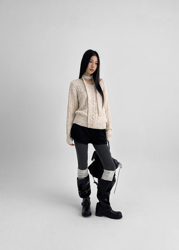 Minute Set - V-neck Knit, Muffler