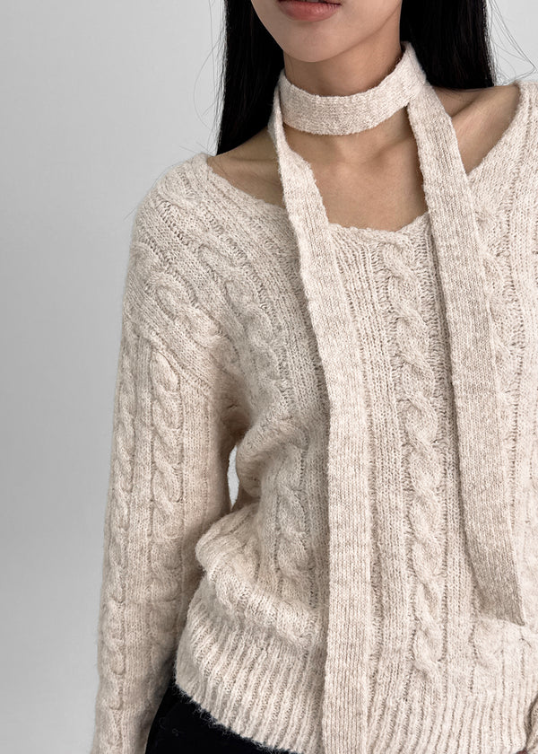 Minute Set - V-neck Knit, Muffler