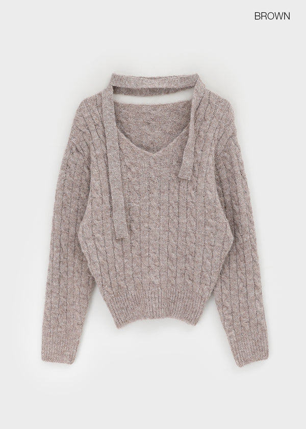 Minute Set - V-neck Knit, Muffler