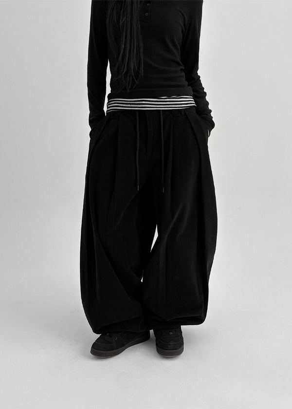 Shaver Pintuck Balloon Cotton Banding Pants