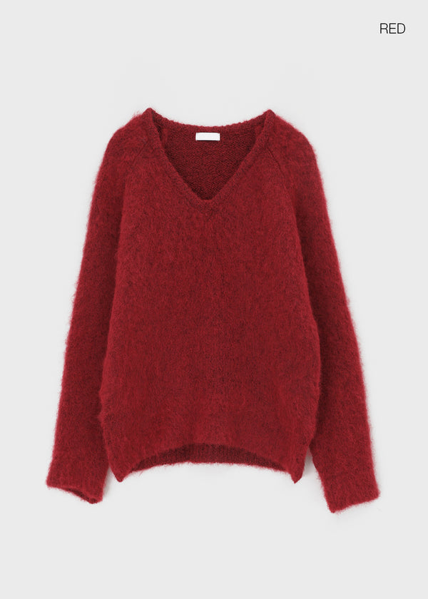 Huenings Hairy V-neck Wool Knit