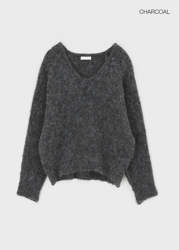 Huenings Hairy V-neck Wool Knit