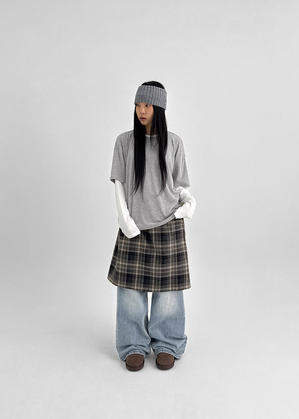 Totori Loose Fit Short Sleeve Layered Long Sleeve T-shirt