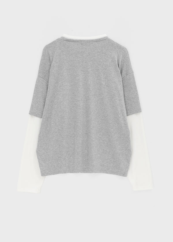 Totori Loose Fit Short Sleeve Layered Long Sleeve T-shirt