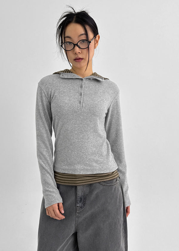 Tabik High Neck Fleece Button Hoodie