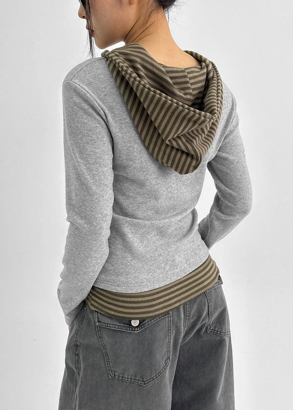 Tabik High Neck Fleece Button Hoodie