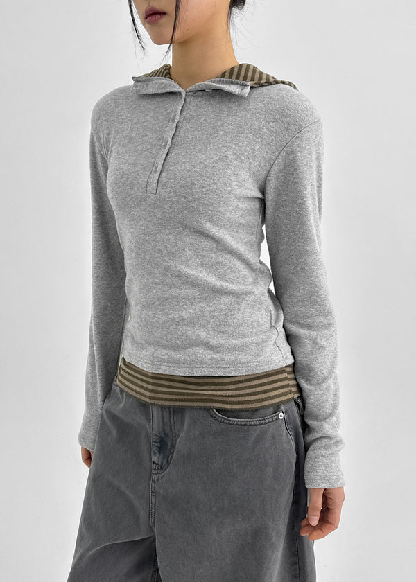 Tabik High Neck Fleece Button Hoodie