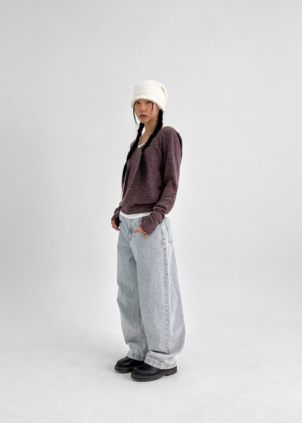 Kiaf Strap Vintage Wide Denim Pants