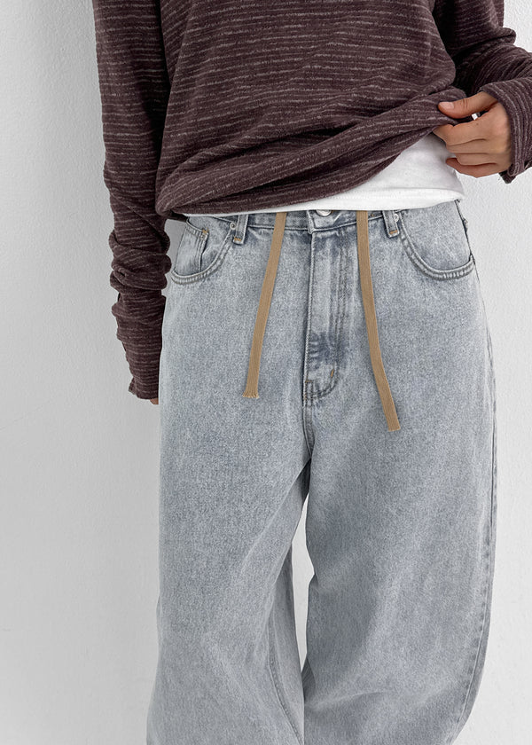 Kiaf Strap Vintage Wide Denim Pants