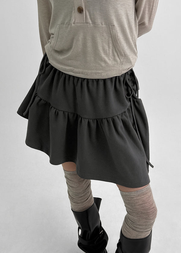 Hartin Unbalanced Shirring Mini Skirt