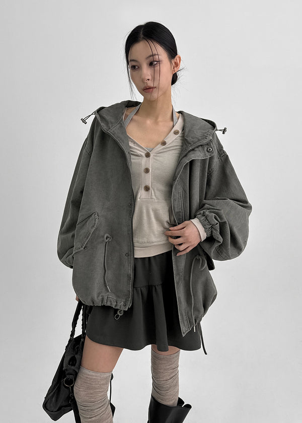 (UNISEX) Chestnut Washed Bomber Jacket