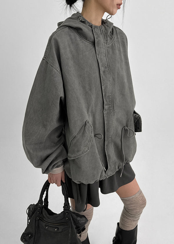 (UNISEX) Chestnut Washed Bomber Jacket