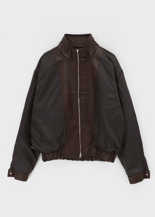 (UNISEX) Trollti Two-way High Neck Cracked Leather Jumper